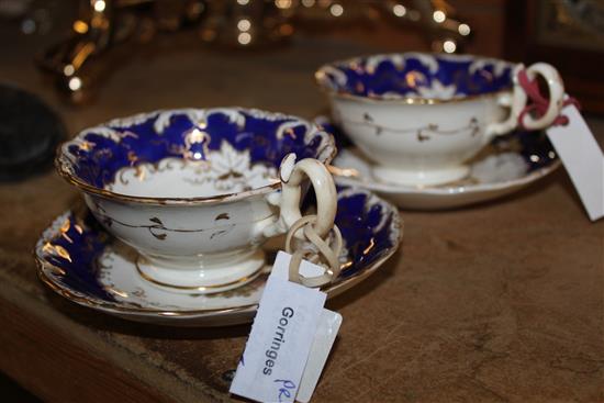 A pair of cups and saucers, Adelaide style, Rococo revival period